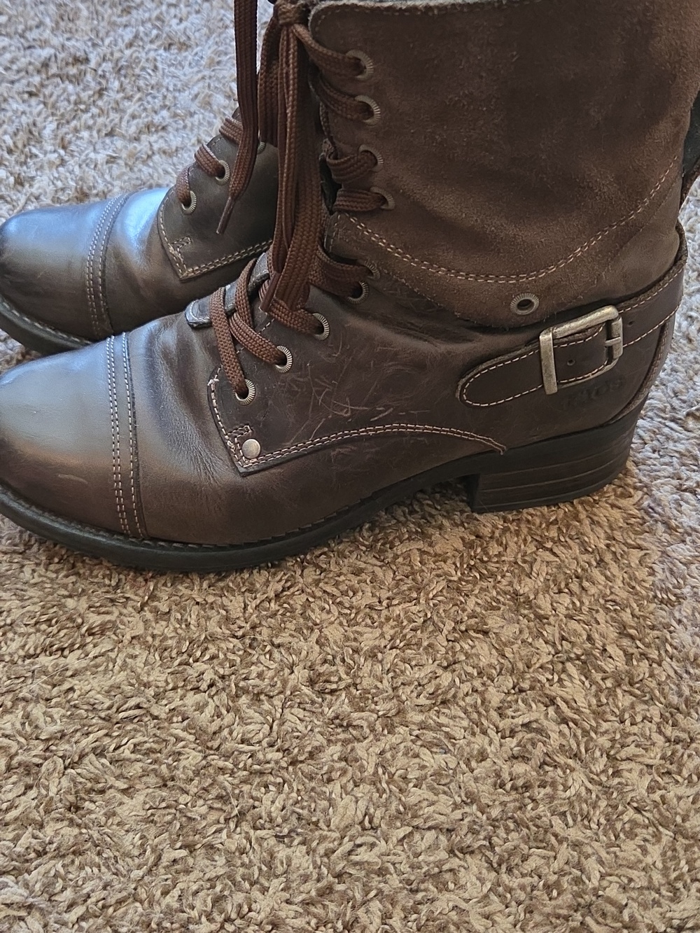 Taos Womens Brown Lace-Up Leather Boots - Picture 7 of 7